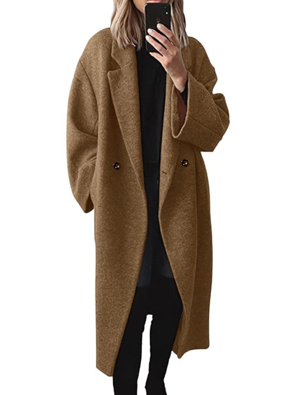 Cozy Women's Mid-Length Wool Blend Peacoat - Classic Fall Winter Outerwear